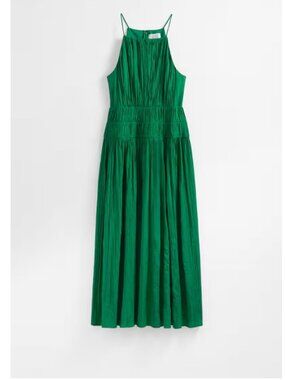NWT & Other Stories Shirred Sleeveless Midi Dress, Green, Size 12